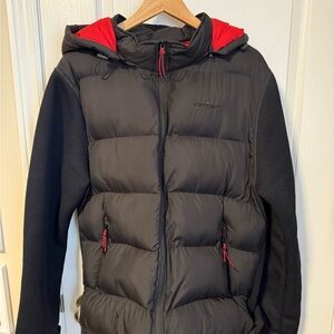 Oxygen Men's Black and Red Puffer Jacket